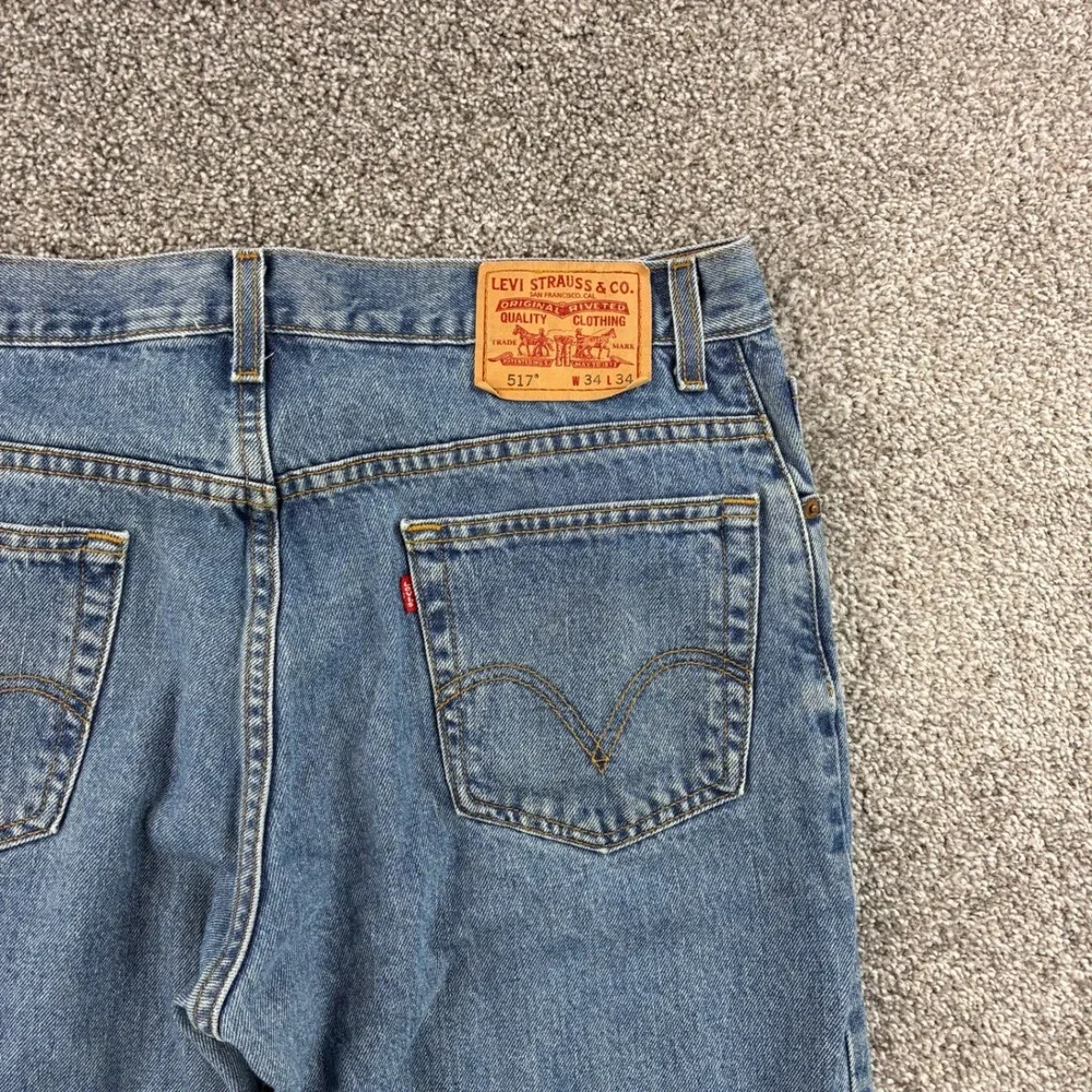 Vintage Y2K Levi's 517 Jeans Mens 34x34 Blue Denim Bootcut Faded Light Wash